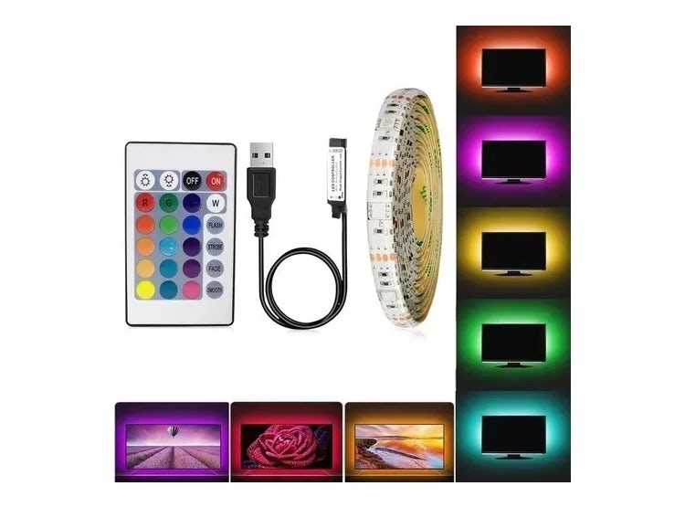 Ripley - CINTA RGB TIRA LED USB PARA TV CONTROL REMOTO