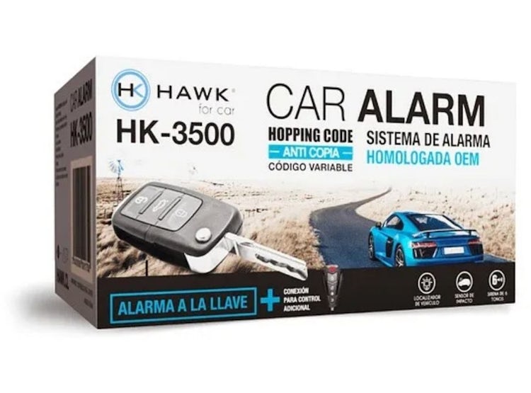 Ripley - ALARMA AUTO HOMOLOGADA A LA LLAVE ORIGINAL HAWK HK-3500